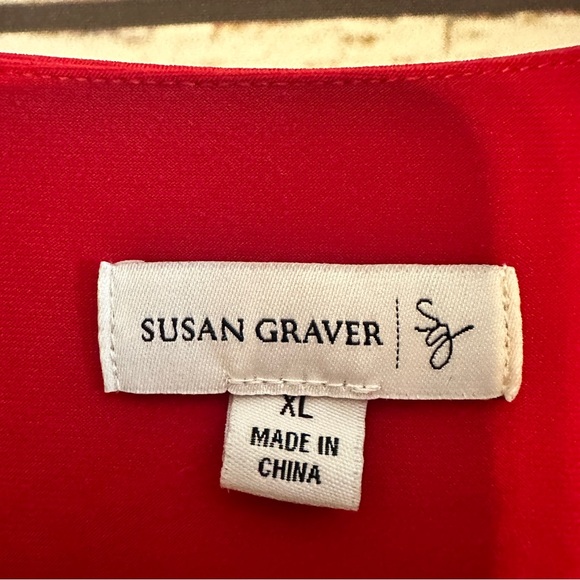 SUSAN GRAVER Red Stretch Layered Top from QVC Size XL - Picture 3 of 6